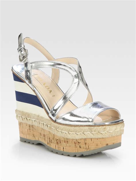 white prada espadrilles|prada leather espadrille wedge sandals.